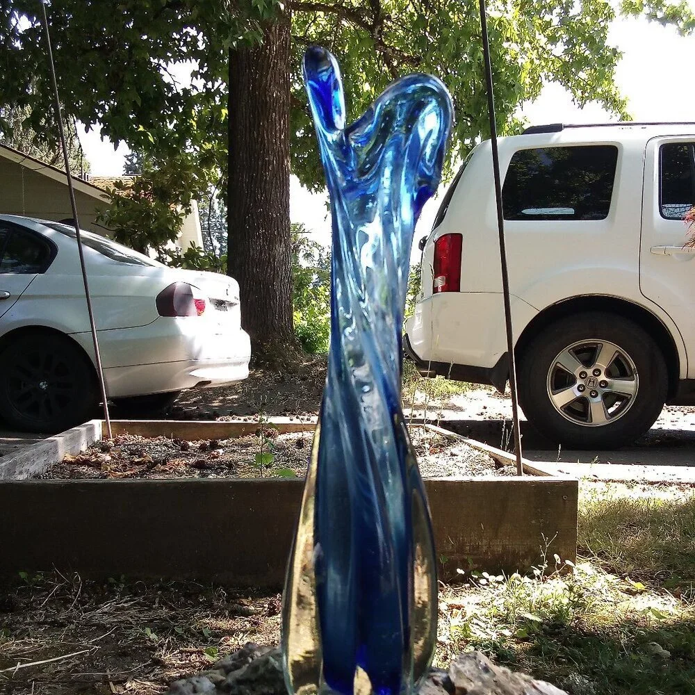 Vintage MCM 3 Finger Swung Vase Art Glass Cobalt Blue - Picture 4 of 6
